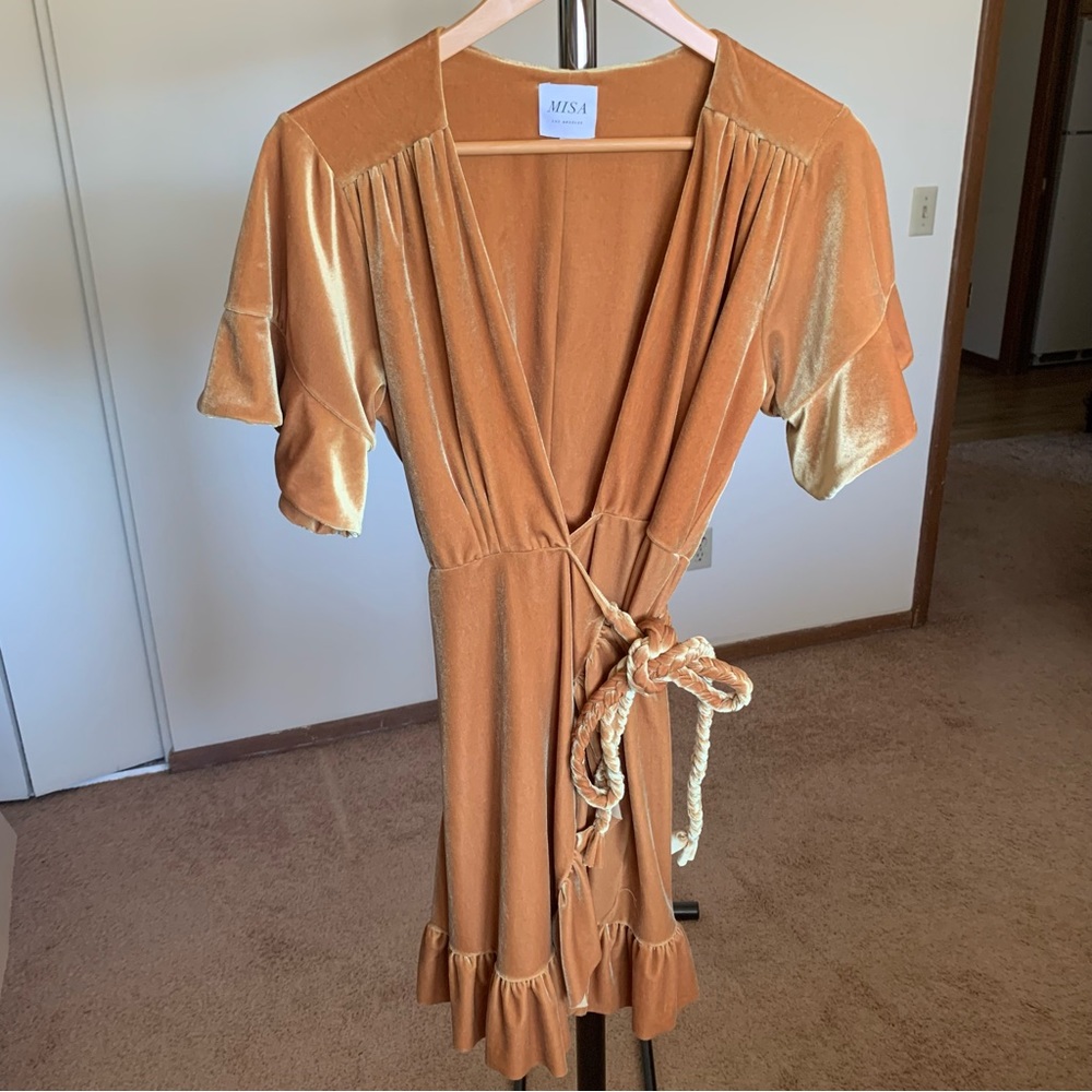 Misa Los Angeles Desma Velvet Wrap Mini Dress